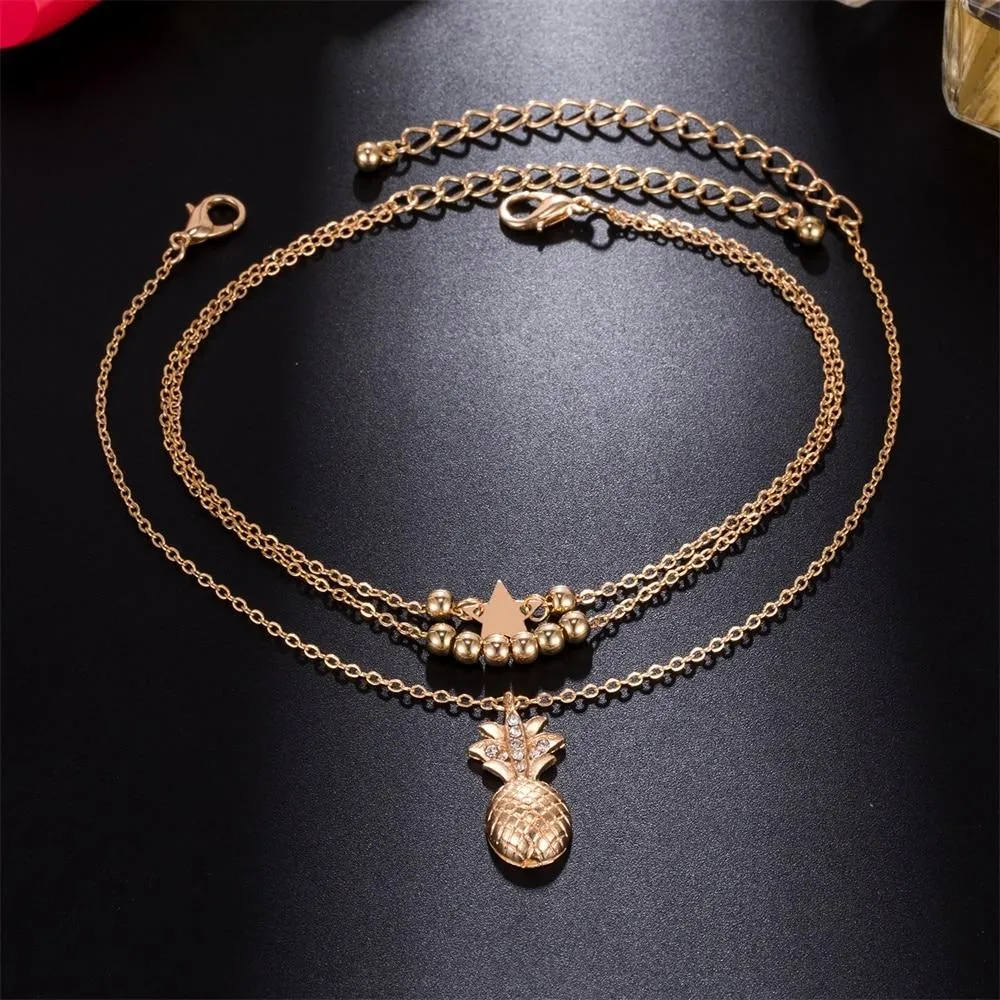 Star Beaded Anklet Chain Anklet with Pineapple Beads for Women