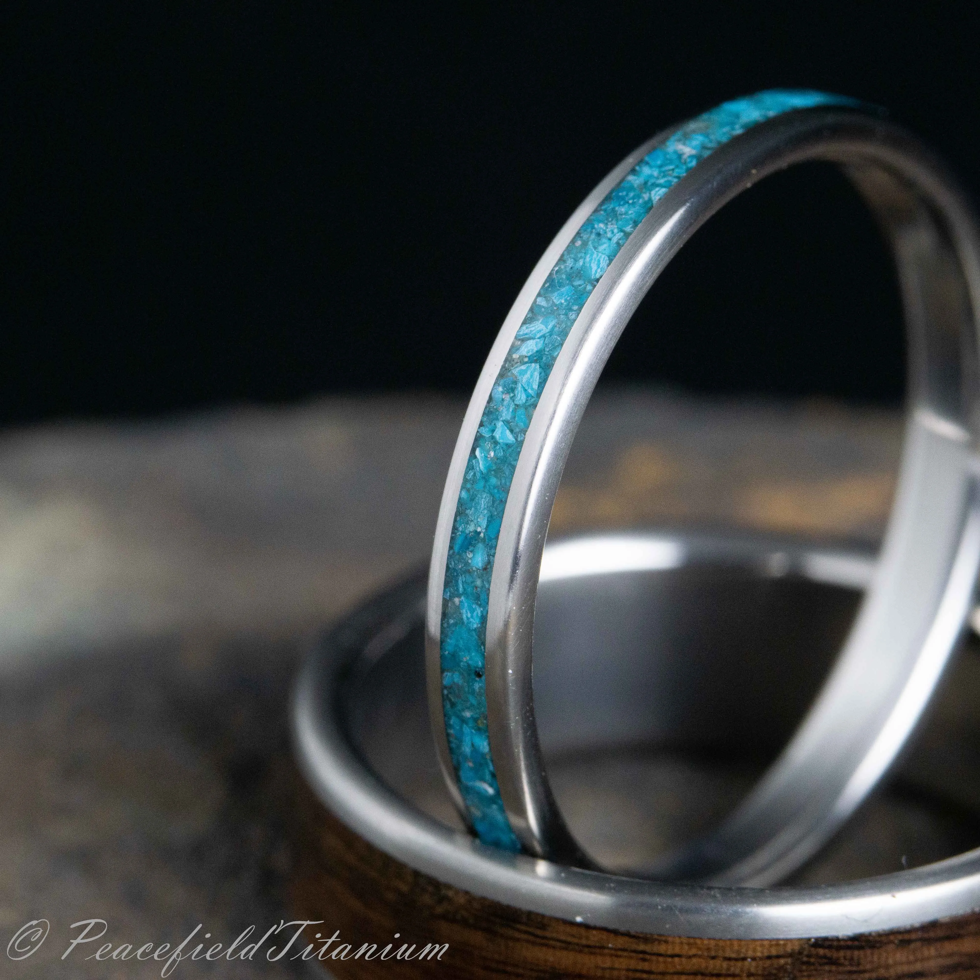 The Borra | Turquoise wedding ring, women's titanium turquoise ring