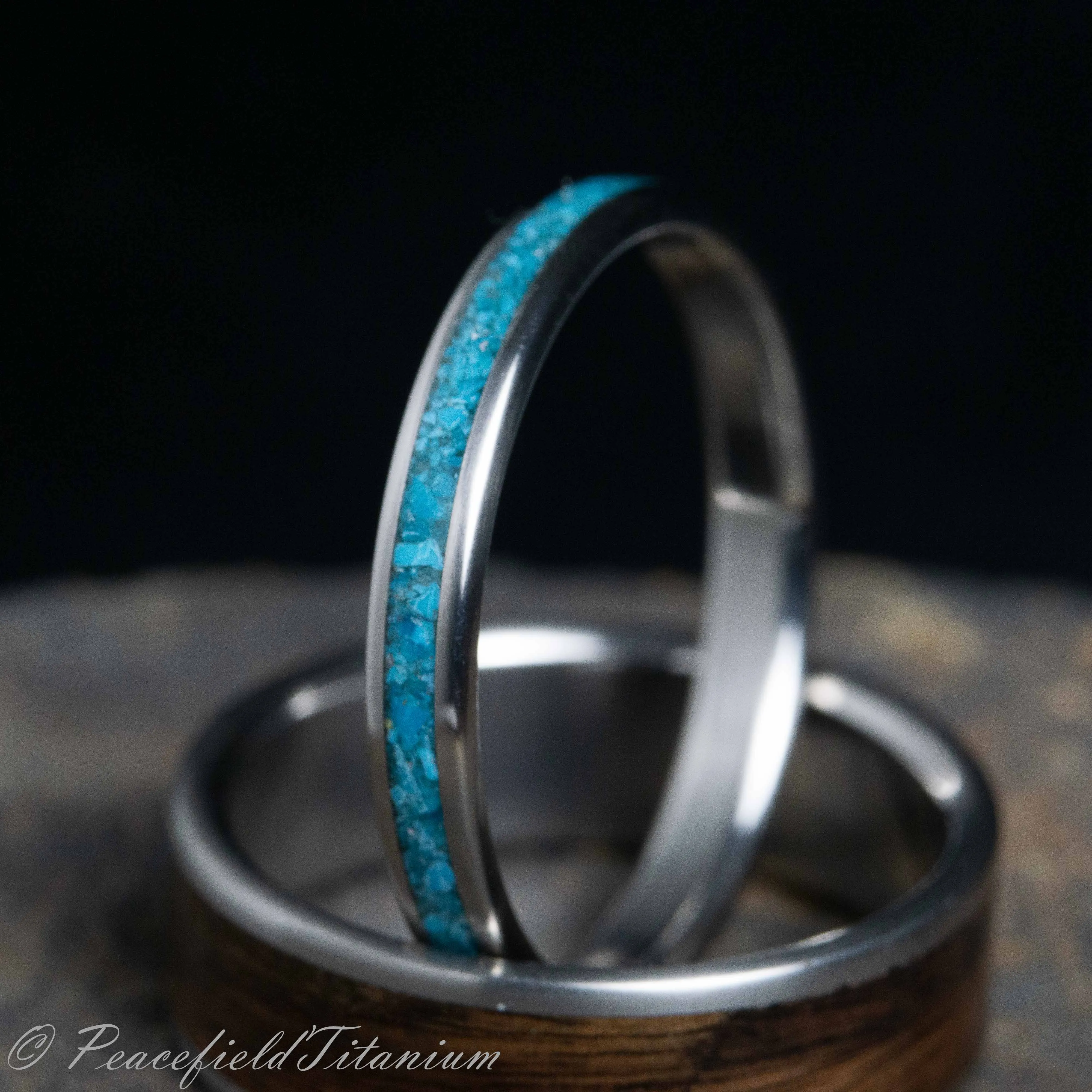 The Borra | Turquoise wedding ring, women's titanium turquoise ring