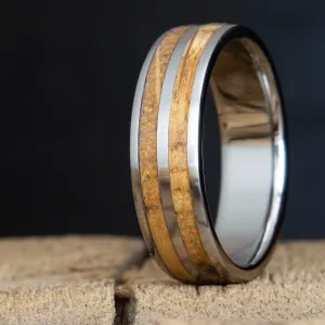 The Captain-Mens ring with whiskey barrel wood