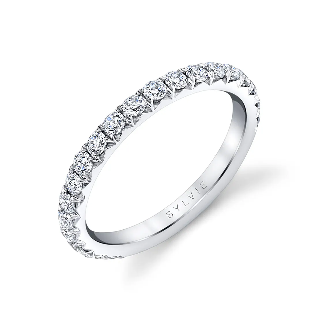 Thick Pave Wedding Band - Malencia Platinum White