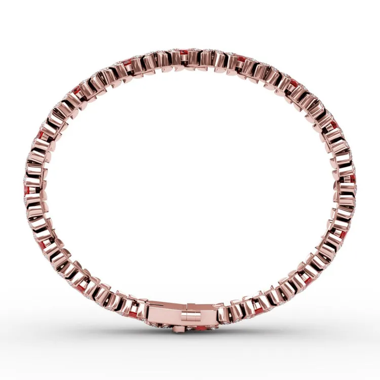 Wave Ruby and Diamond Bracelet