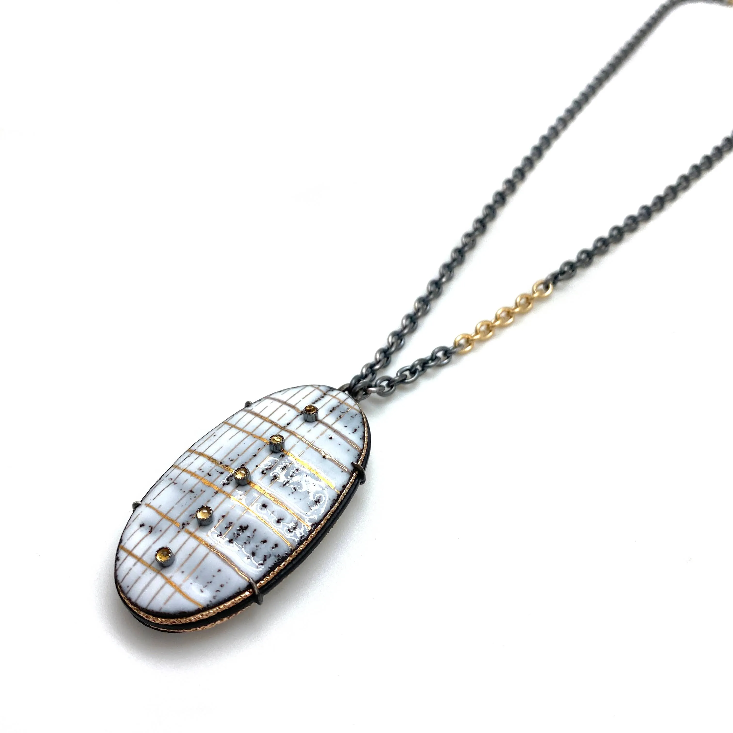 White and Gold Glyph Necklace