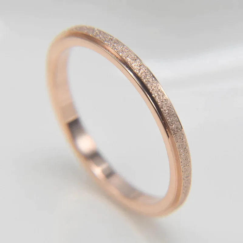 Womens Ring - Sandblasted Style - Wedding Band - Promise Ring for Her - Stacking Ring - Minimalist Ring -Silver Rose Gold - Gift