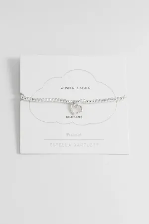 Wonderful Sister Doodle Heart Bracelet