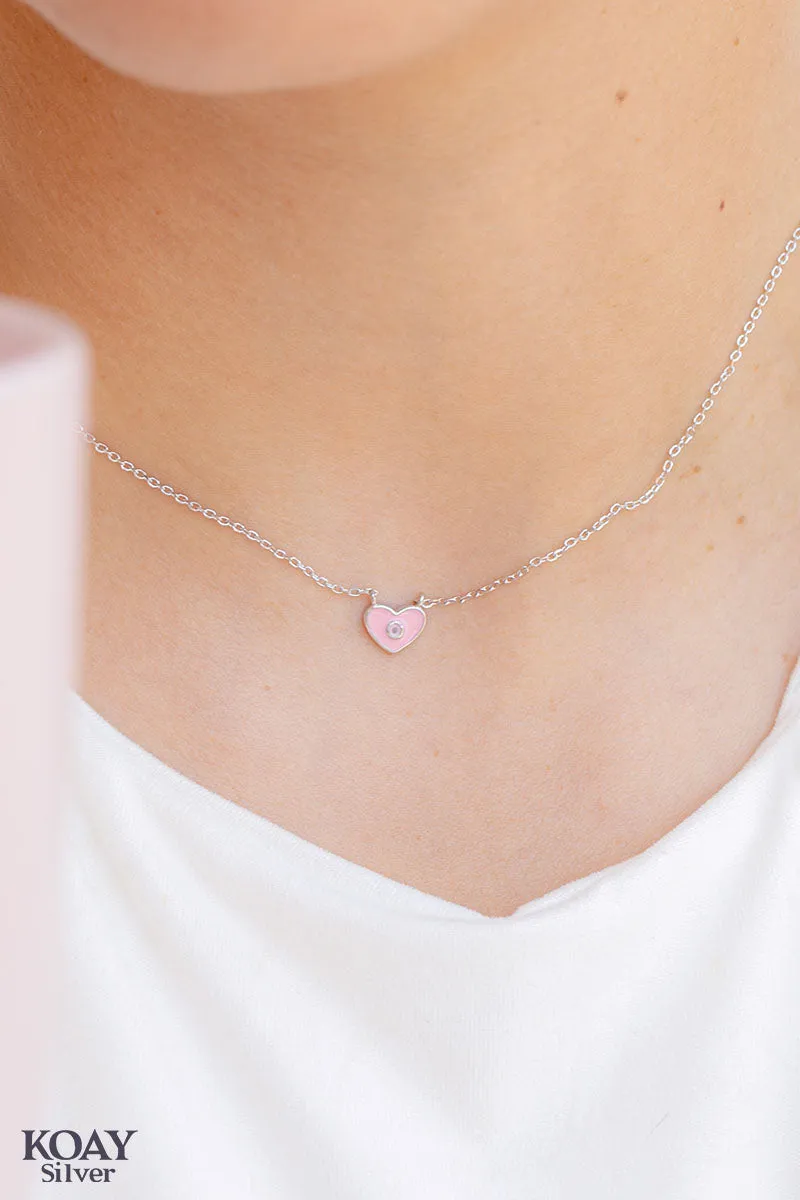 Zircon Pink Heart Necklace